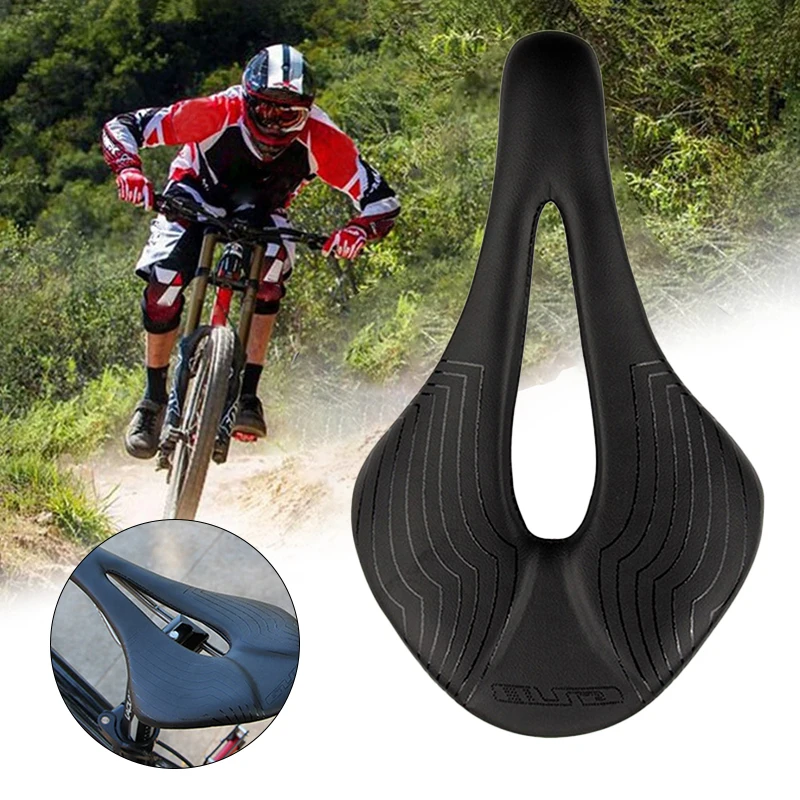 Microfiber Leather Seat Cushion Mountain Road Bike Seat Hollow Breathable Comfortable Seat Universal Carbon Fiber Seat