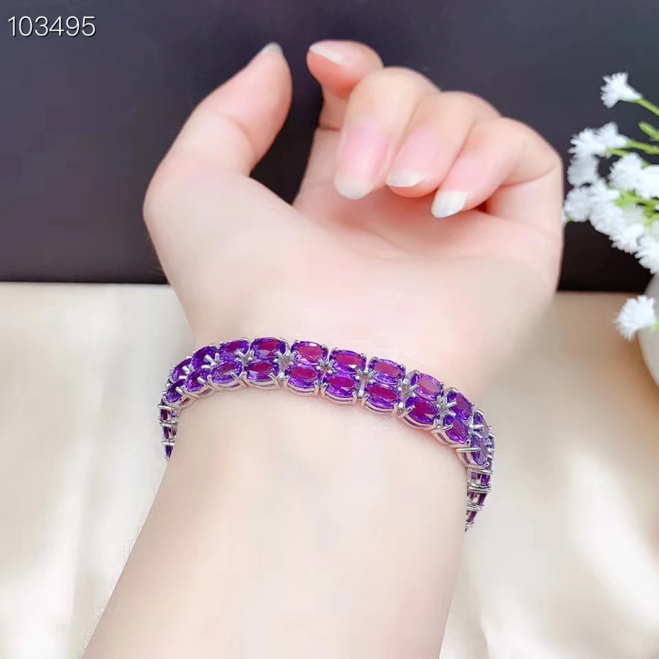 KJJEAXCMY fine jewelry 925 sterling silver inlaid amethyst bracelet luxury girl hand bracelet hot selling