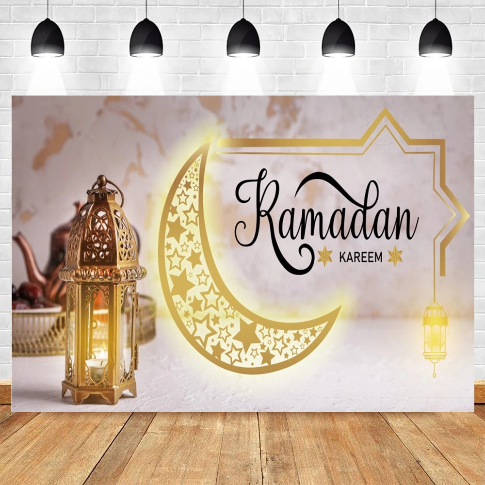 

Yeele Background Photography Happy Ramadan Kareem Eid Mubarak Party Moon Lantern Glitter Light Backdrop Photocall Photo Studio