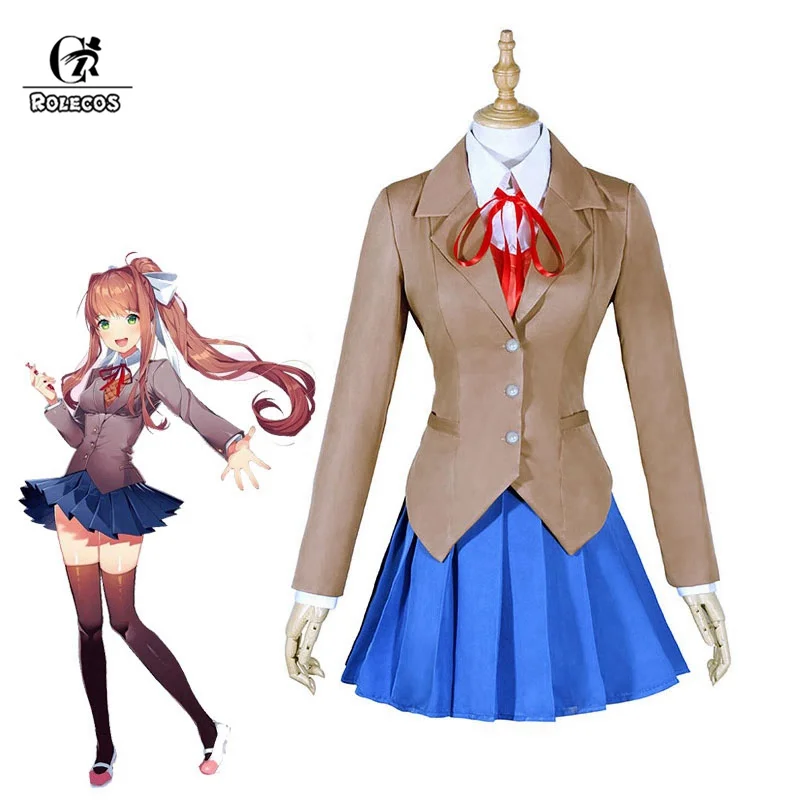 ROLECOS Doki Doki Monika Cosplay Sayori Yuri Natsuki Cosplay Costume School Uniform Girl Women Costume Game Cos