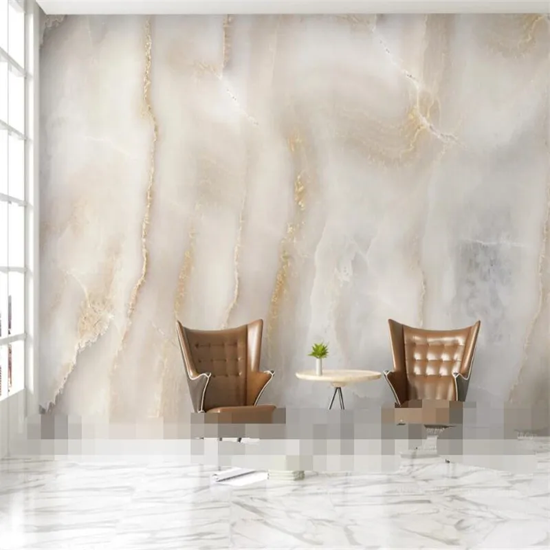 Milofi custom 3D wallpaper mural abstract atmospheric beige elegant background wall marble stone pattern living room decoration