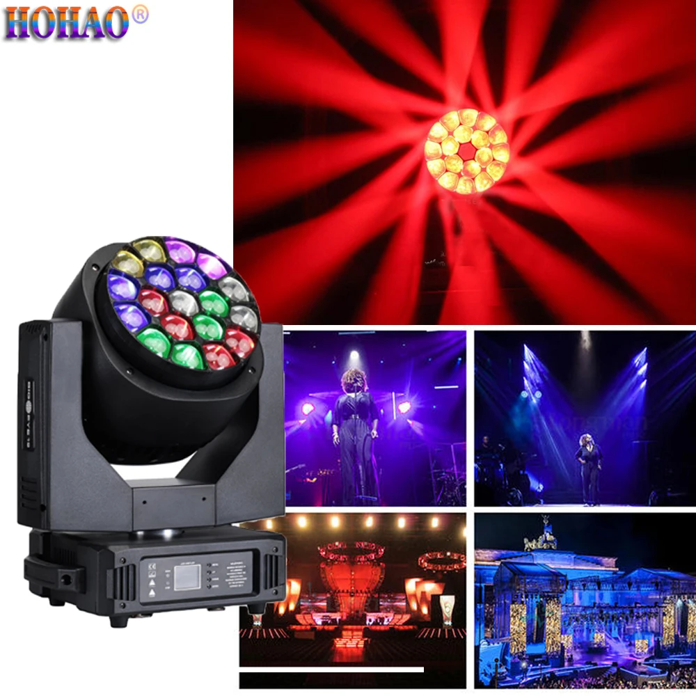 

HOHAO 19x15w 4IN1 Osram Led Big Bee Eyes Beam Moving Head Washer Light Stage Effect For Concert Performance DJ Club Equipment