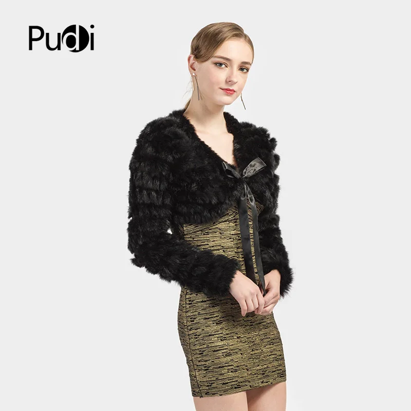 Pudi Real Rabbit Fur Vest Shawl Wraps Fur Coat Woman Wedding Poncho Sweater CK707