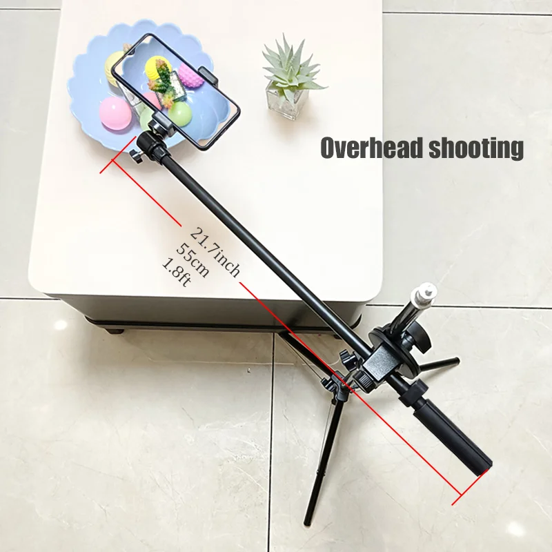 BFOLLOW 155cm 61inch Tripod Boom Arm for Mobile Phone Tablet DSLR Camera Top Down Shooting Stand Youtuber Unboxing Video Studio