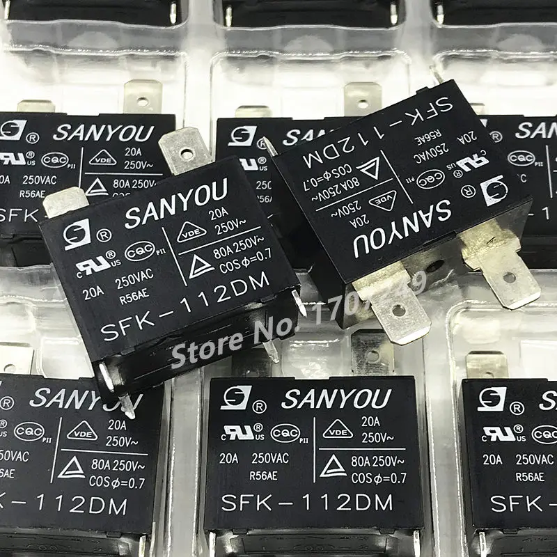 Free shipping 5Pcs 100% New Original SANYOU relay SFK-112DM Air conditioner special relay SFK 112DM 12V 20A 250VAC Power Relay