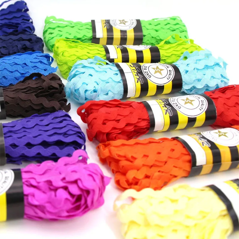 15Yards/lot Multi Colors Terylene Ribbon 8mm Ric Rac Zig Zag Lace Trimming Ribbon For Patchwork Craft Decoration