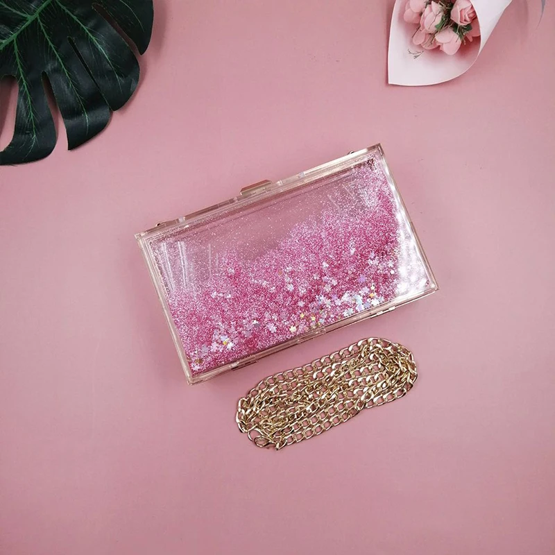 Wholesale Fashion Transparent Acrylic Clutch Box Bag Clear Purse Women Bag Evening Handbag