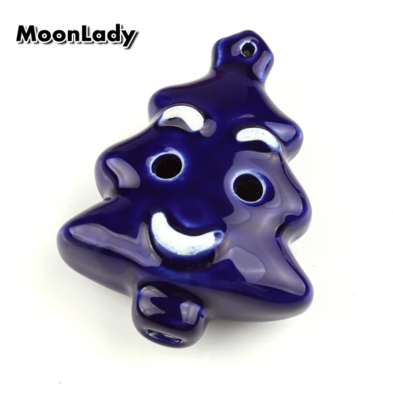 4 Colors Ocarina 6 Hole Small Christmas Tree Ocarina Alto C Tone Beginner Ocarina Tourist Souvenir Teaching Toys Ceramic Pendant