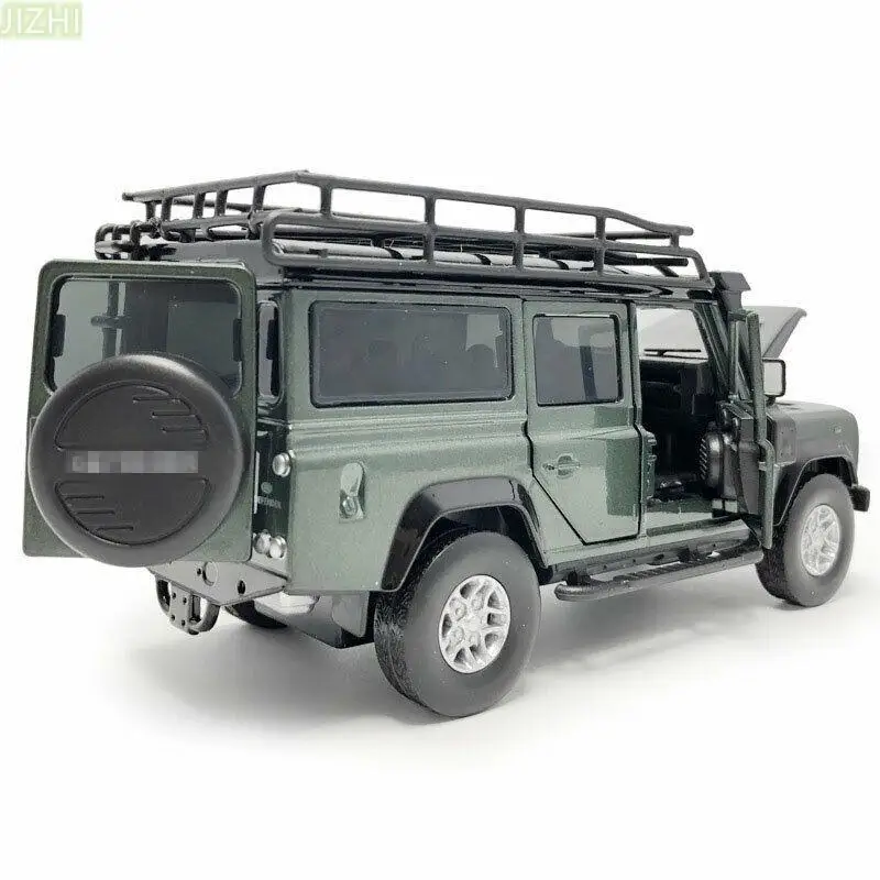 Green 1/32 Scale Pull Back Alloy+ABS+Rubber Car Toy Model Vehicle With Sound&Light Effect For Land Rover Defender