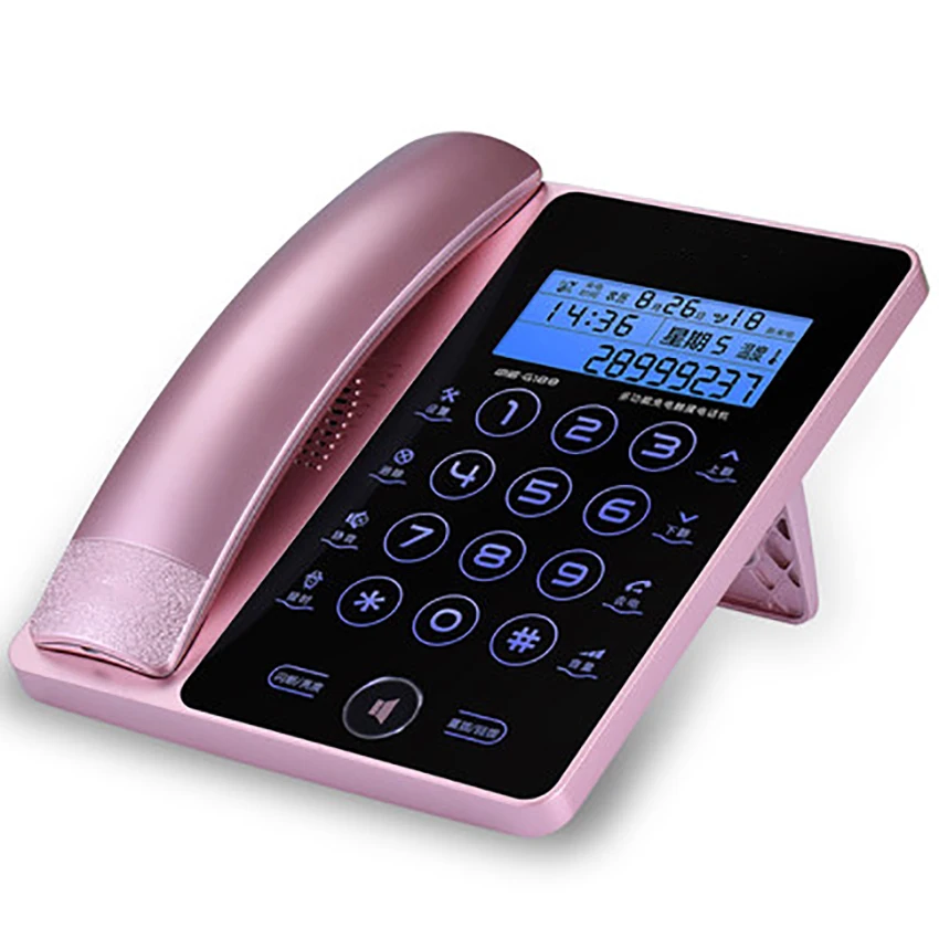 Touch Dial Corded Phone Telephone Landline with Colorful Backlit, Voice Broadcast, FSK and DTMF System, Caller ID, PC Panel