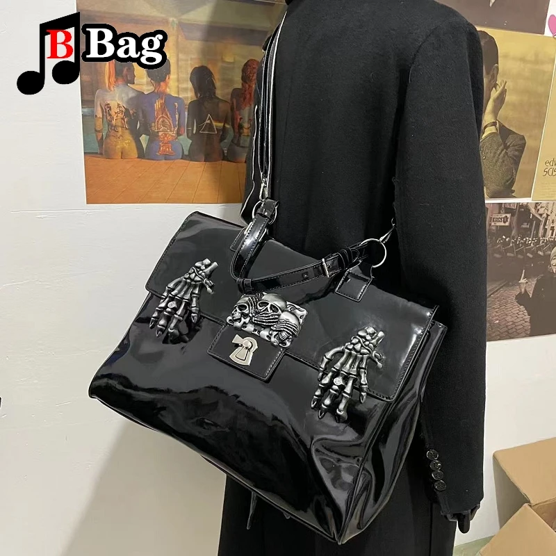 Y2K Harajuku Gothic Punk Skull Shoulder Bag tote Women's Messenger Bag Rock Hip hop Spice Girl JK Large capacity Handbag Female