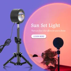 SH Sunset Atmosphere RGB Lamp Rainbow Projector Night Light With Tripod Stand USB for Bedroom Bar Coffee Store Wall Decoration