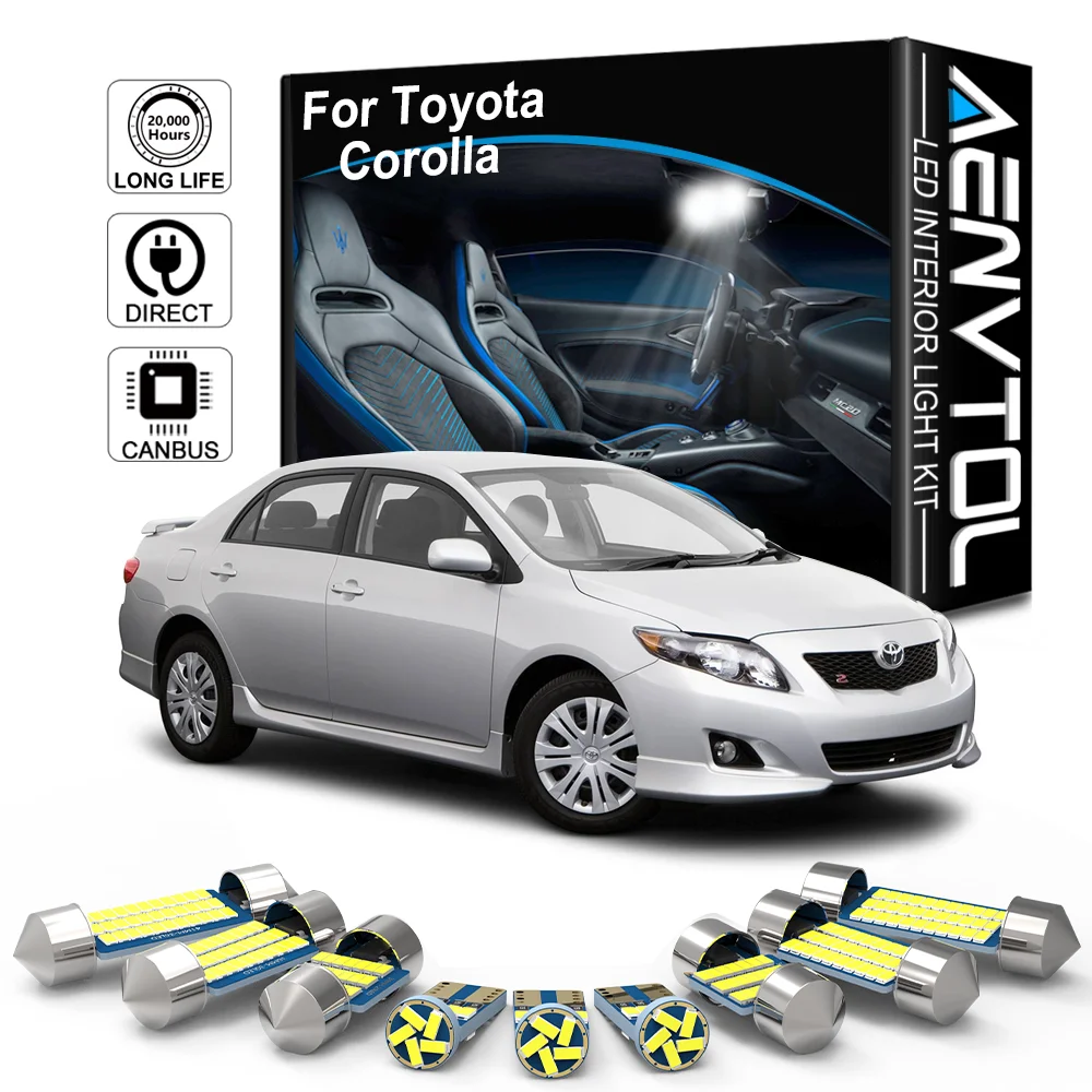 AENVTOL-luces LED interiores Canbus para Toyota Corolla E150, E180, 2003, 2009, 2010, 2013, 2014, 2015, 2016, 2017, 2019, 2020, 2021