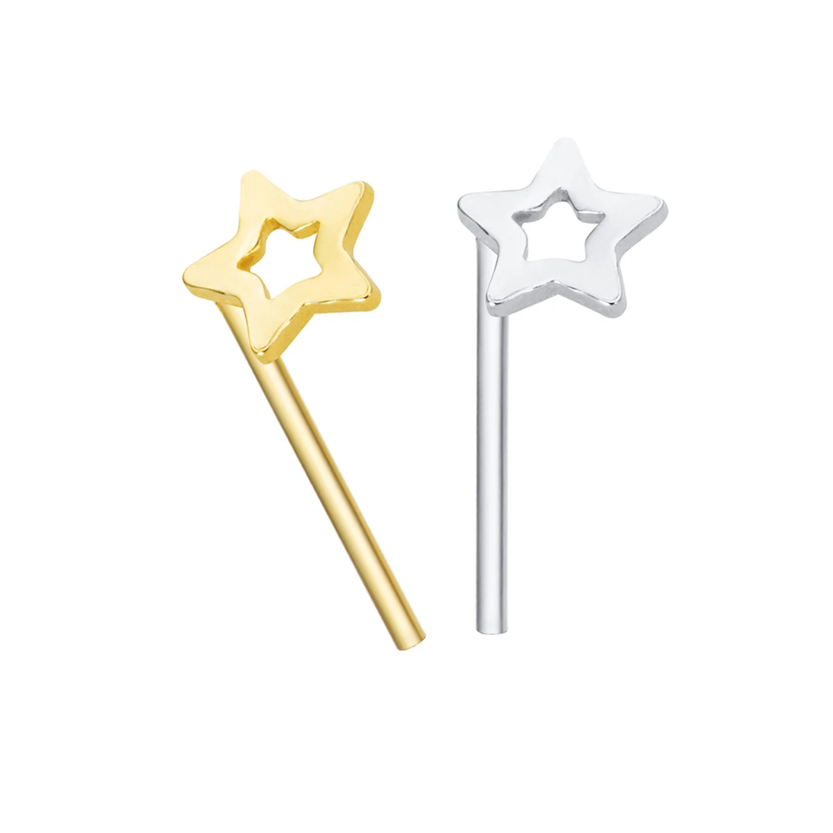 36Pcs/Box 925 Sterling Silver Hollow Star Unisex Nose Studs Body Piercing Jewelry Pircing Nariz Percing Nez