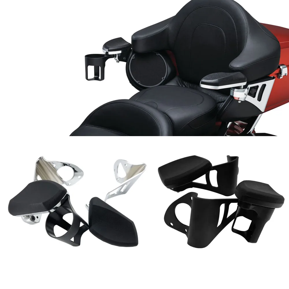 Passenger Armrests Comfortable Swing-Out with Cup Holder for Harley  Models Touring and Tri Glide 2014-2020