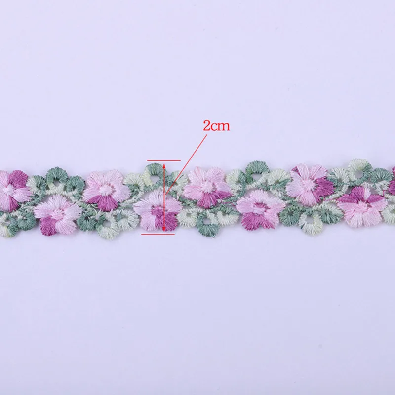 Dentelle de fleurs tridimensionnelles colorées mignonnes, bricolage, vêtements pour enfants, couture, accessoires de vêtement, 1, 3, 5 mètres