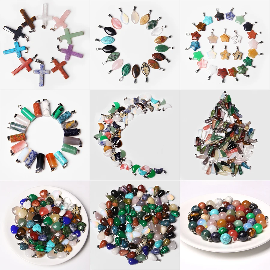 

Подвеска из натурального камня, в форме сердца, звезды, 10 шт.