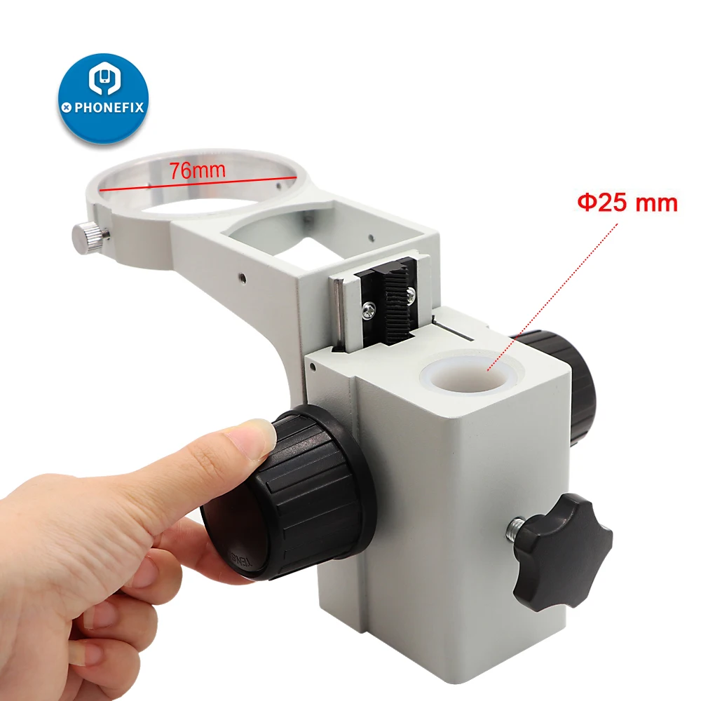 Supporto per microscopi Stereo con Zoom diametro 76mm supporto per staffa regolabile asta da 25mm colonna per Microscopio trinoculare binoculare