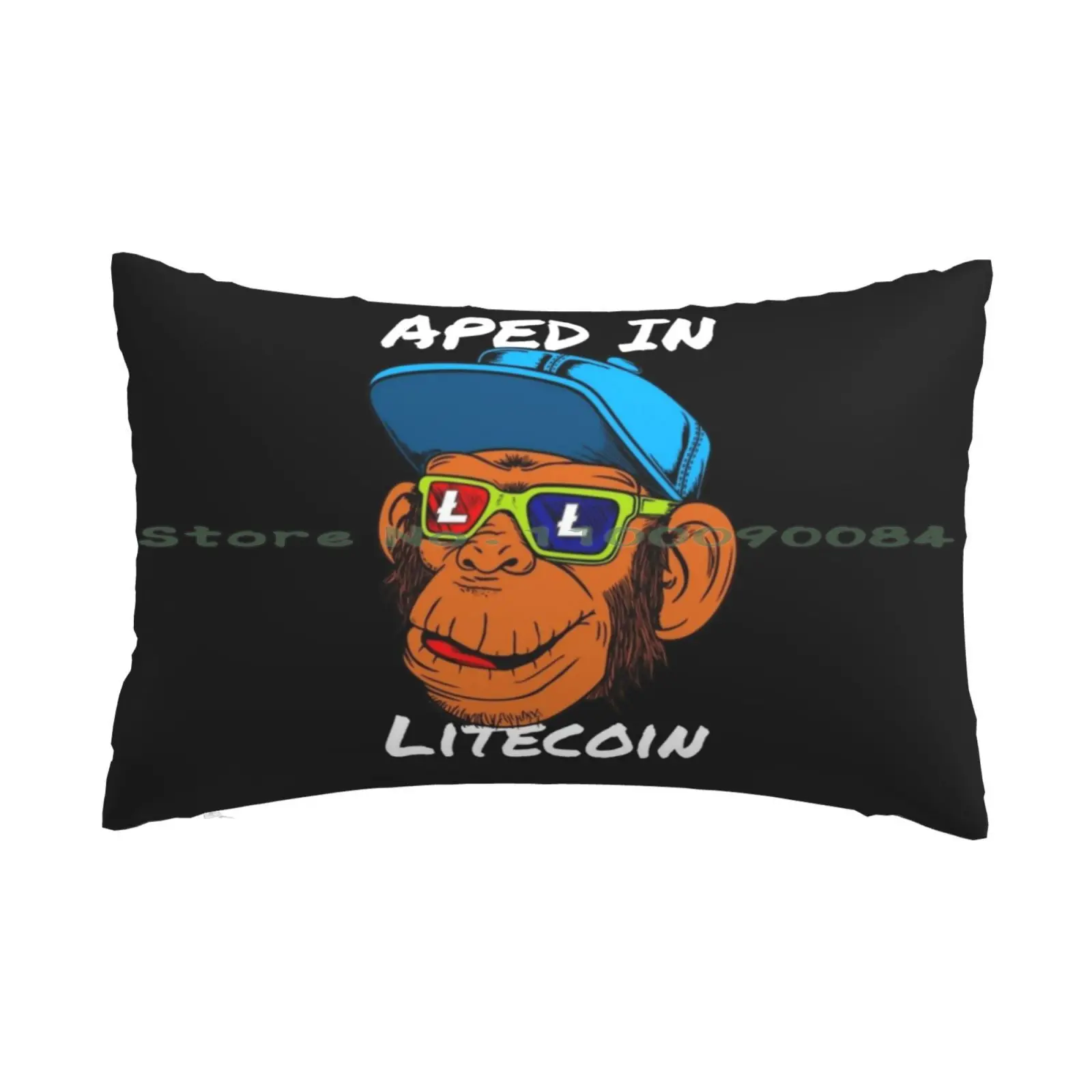 Aped Into Litecoin Ltc Monkey Ape Crypto Cryptocurrency Pillow Case 20x30 50*75 Sofa Bedroom Trending Stuff Big Sale Best