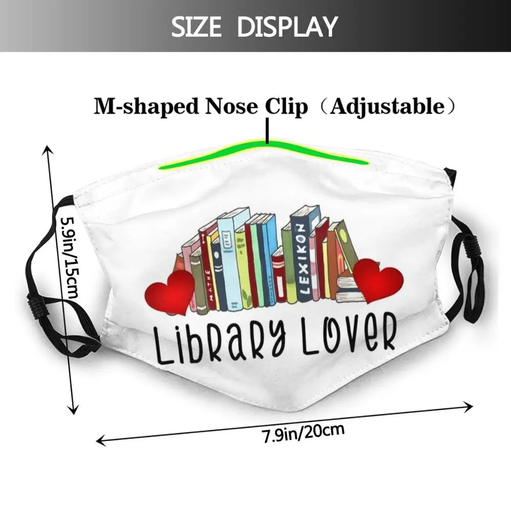 Library Lover Month Theme Funny Print Reusable Pm2.5 Filter Face Mask Funny Novelty Book Librarian Teacher Libraries Library