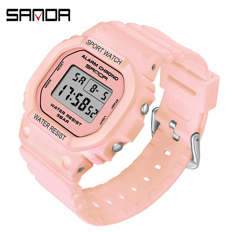 Fashion New Sanda Top Brand White Women Sports Watch Matcha Waterproof Ladies Jelly Digital Watches Reloj Mujer Relogio Feminino