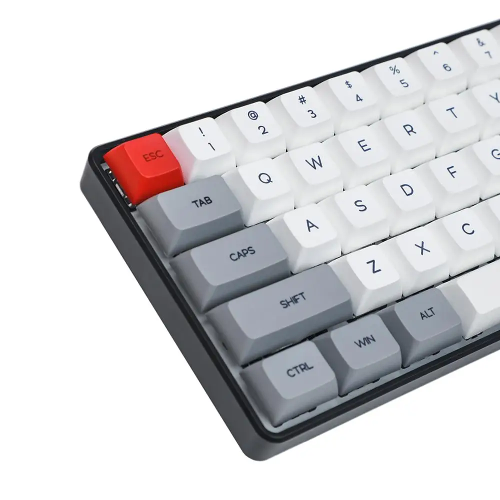 61 Dye Sub Gray White Keyset PBT Keycap Split Space For MX switches 61 Keyboard GK61 GK61x GK61xs SK61 DZ60