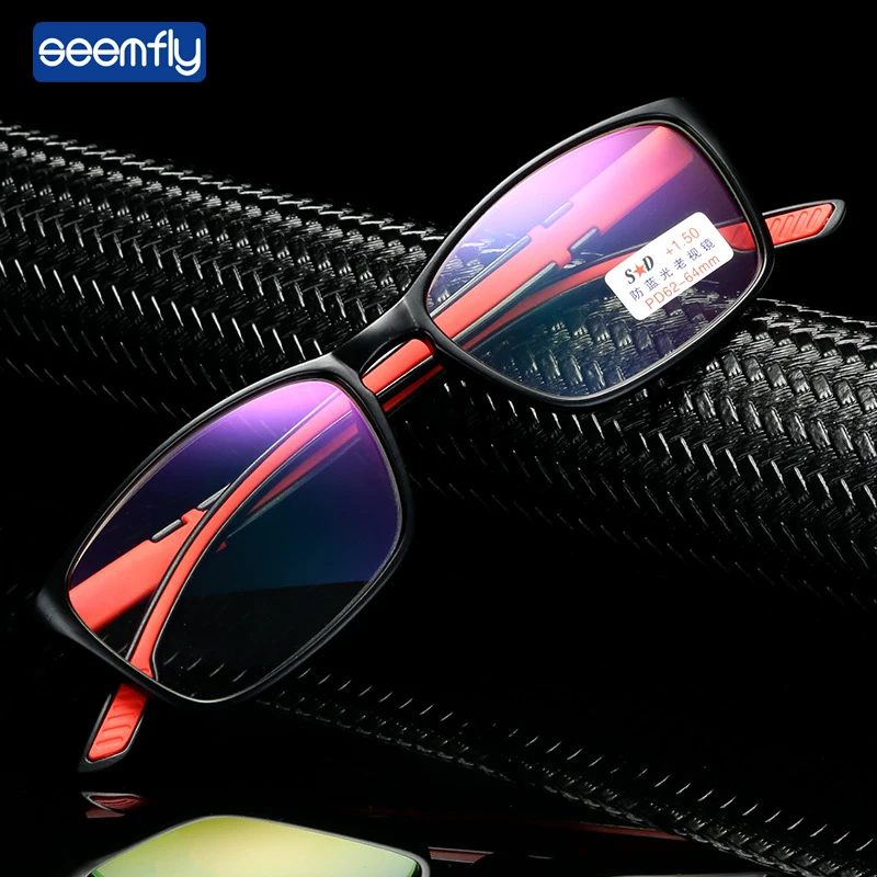 seemfly Reading Glasses Women Men Anti blue light Computer Glasses Vintage Ultra Light Flexible Portable Goggle +1.0 1.5 2 2.5 3