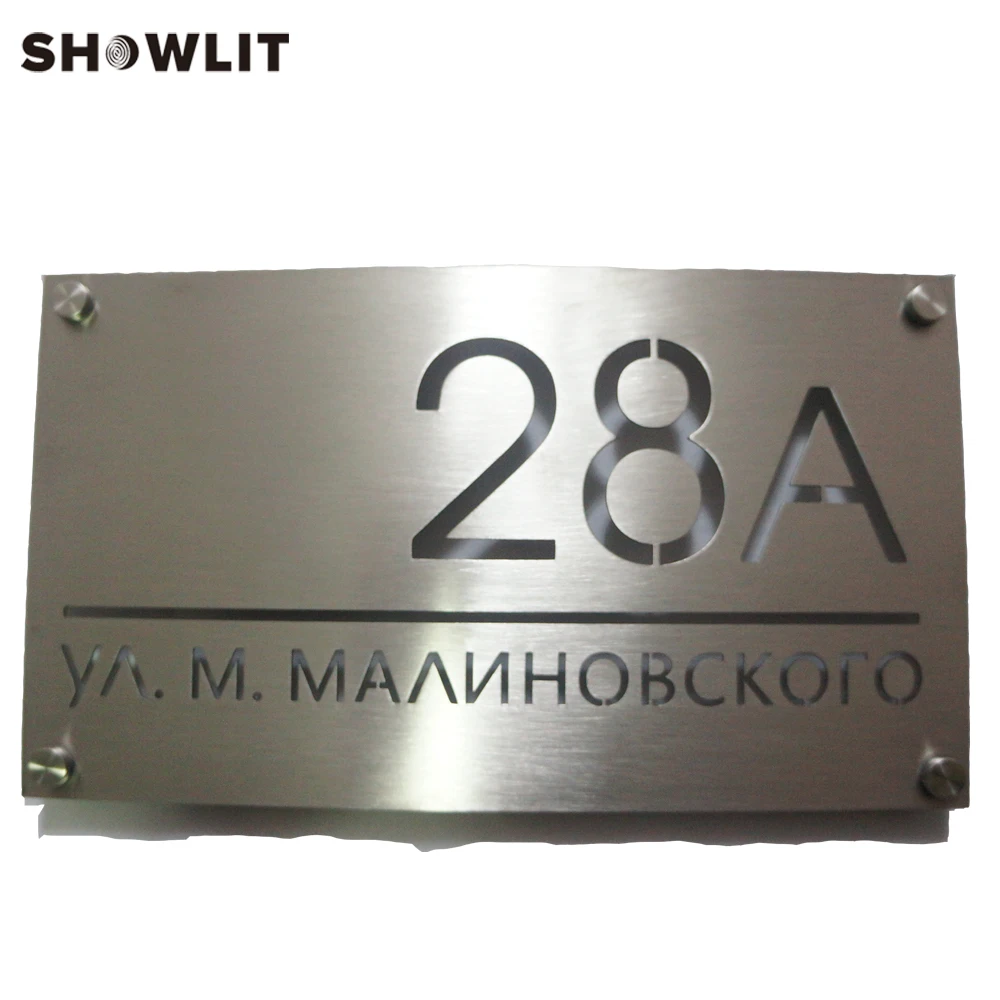 

Metal Address Sign Custom Made Home Address Door Plaque Brushed Stainless Steel House Door Signs