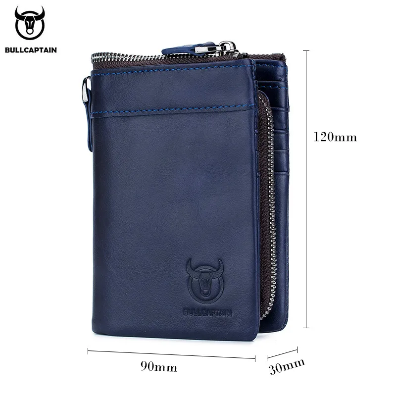 Bullcaptain Vintage Leather Buckle Wallet Coin Purse Wallet Card Men\'s Wallet Cartera Hombre Men\'s Handbag RFID Holder