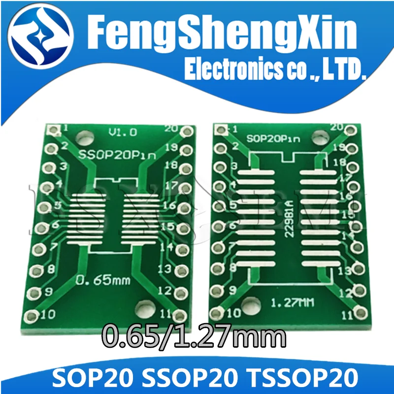 10pcs/lot SOP20 SSOP20 TSSOP20 to DIP20 Pinboard SMD To DIP Adapter 0.65mm/1.27mm to 2.54mm DIP Pin  PCB Transfer Board