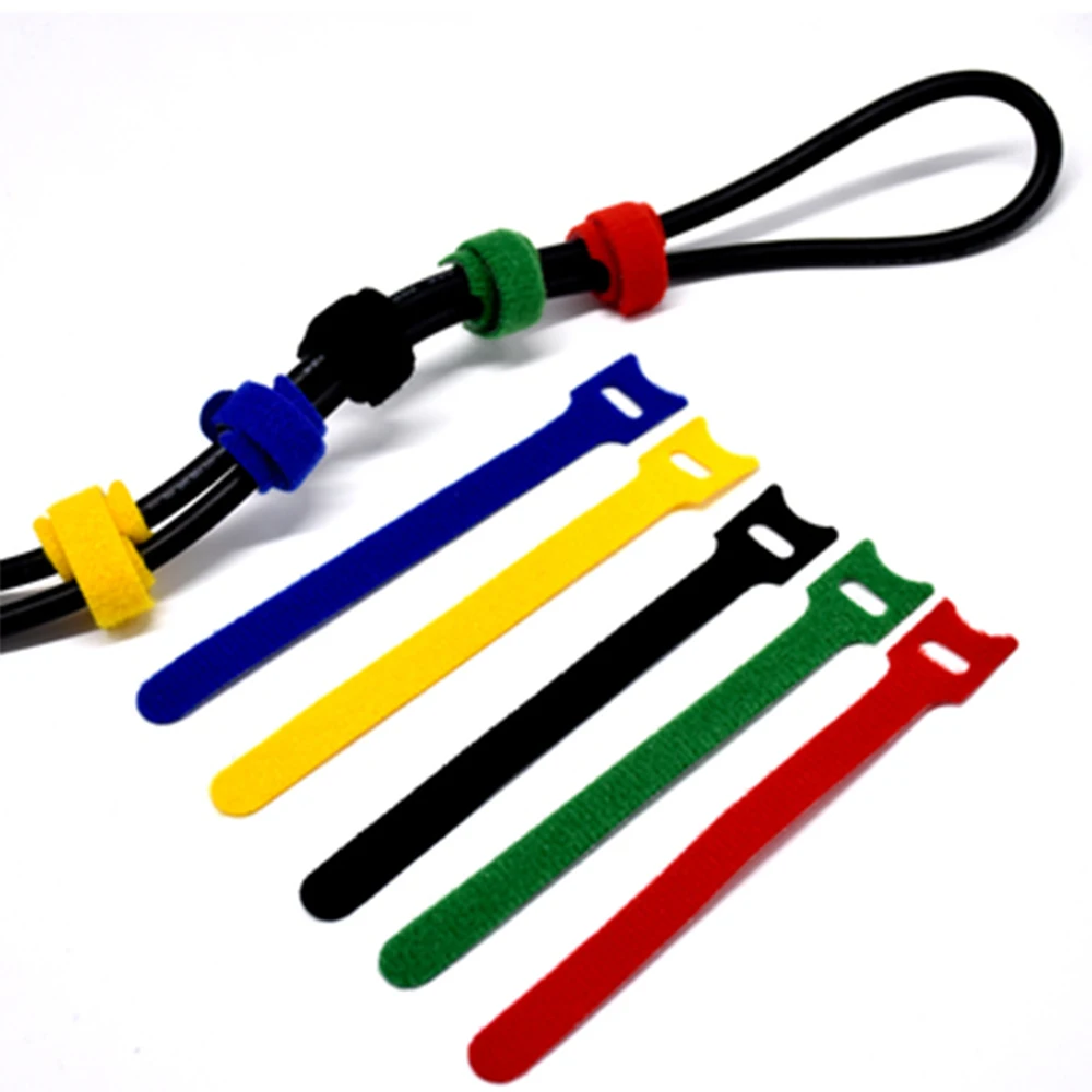 50pcs /100pcs Releasable Cable Ties Colored Plastics Reusable Cable ties Nylon Loop Wrap Zip Bundle Ties T-type Cable Tie Wire