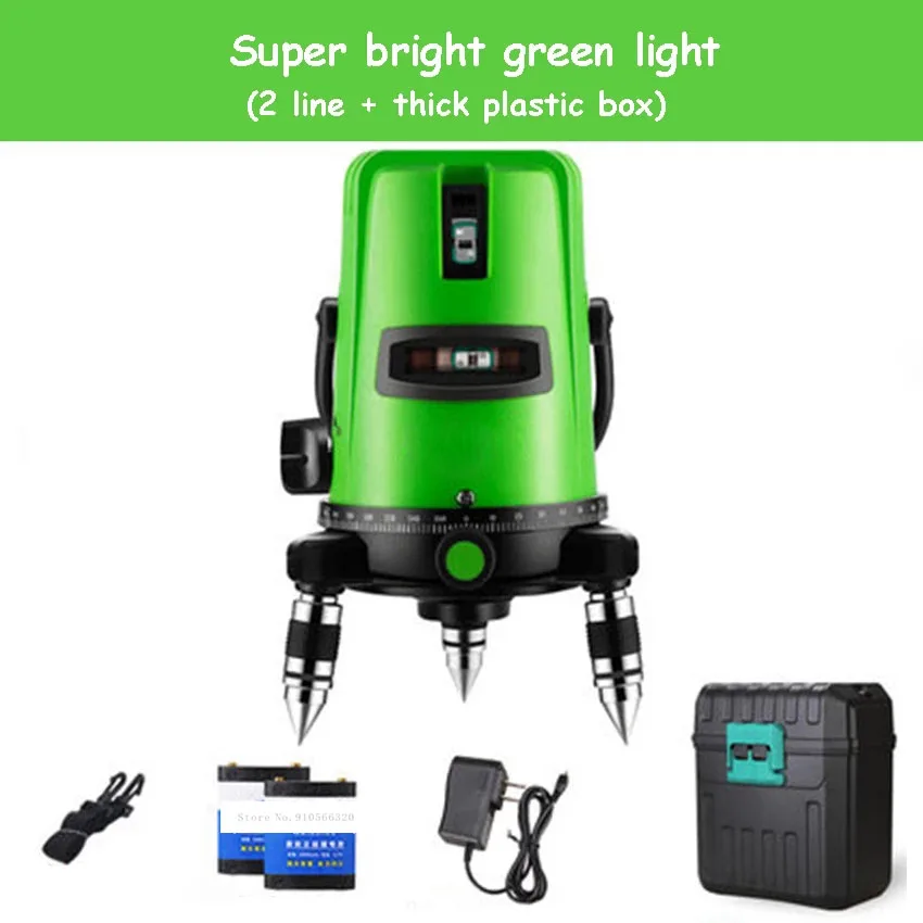 YGL01 2 Line 1 Point Green Light Laser Levels High Precision Self- leveling Level Vertical&Horizontal Laser Level 100-240V 635NM