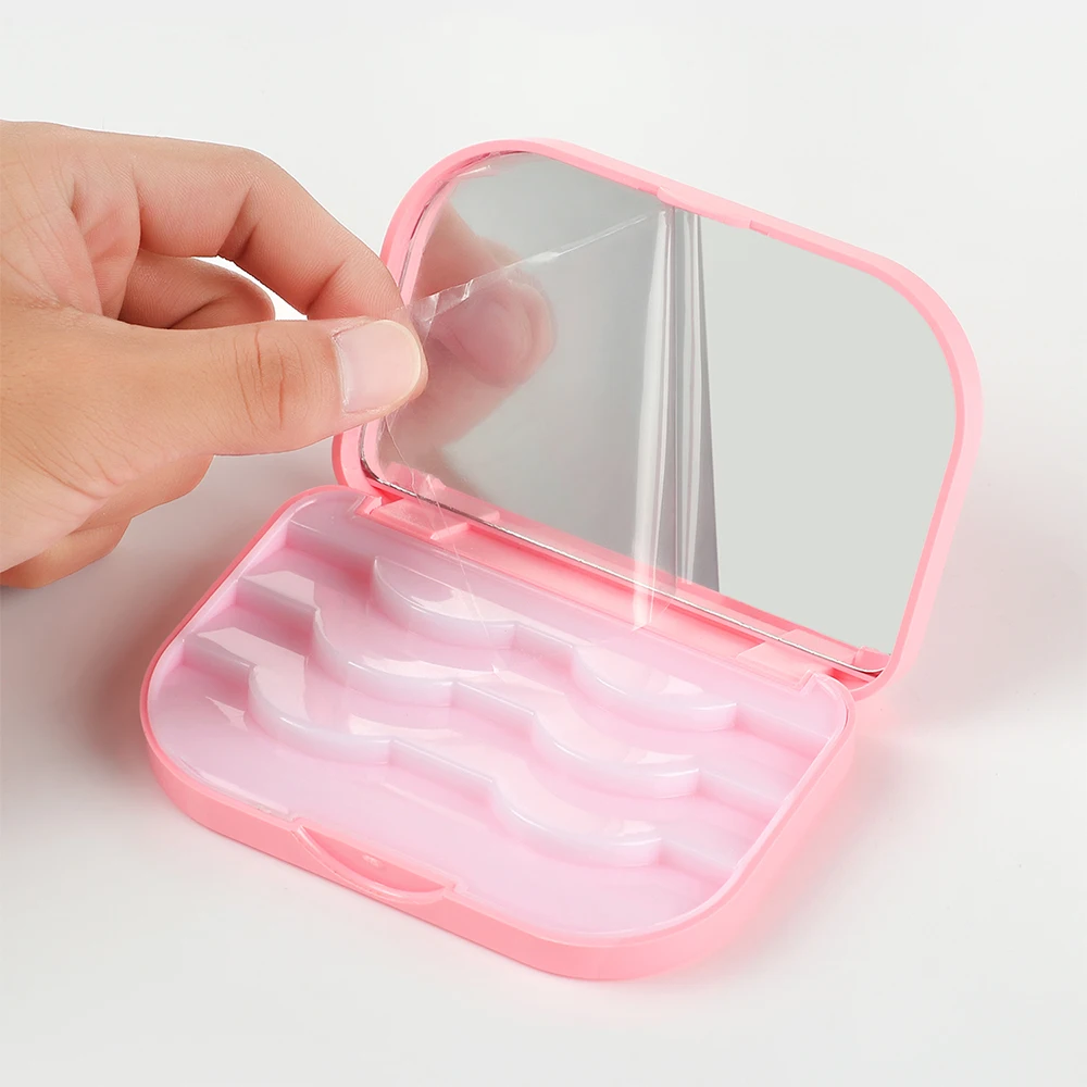 Portable 3 Layer False Eyelashes Storage Box Empty Lashes Storage Case Organizer Makeup Mirror Travel Pallet Lash Holder Display