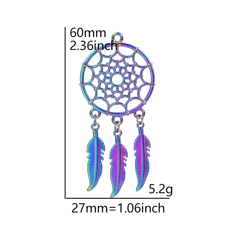 10Pcs Rainbow Alloy Charms Lucky Dreamcatcher Pendants Accessories For Jewelry Crafts DIY Necklace Earrings Bulk Item Wholesale