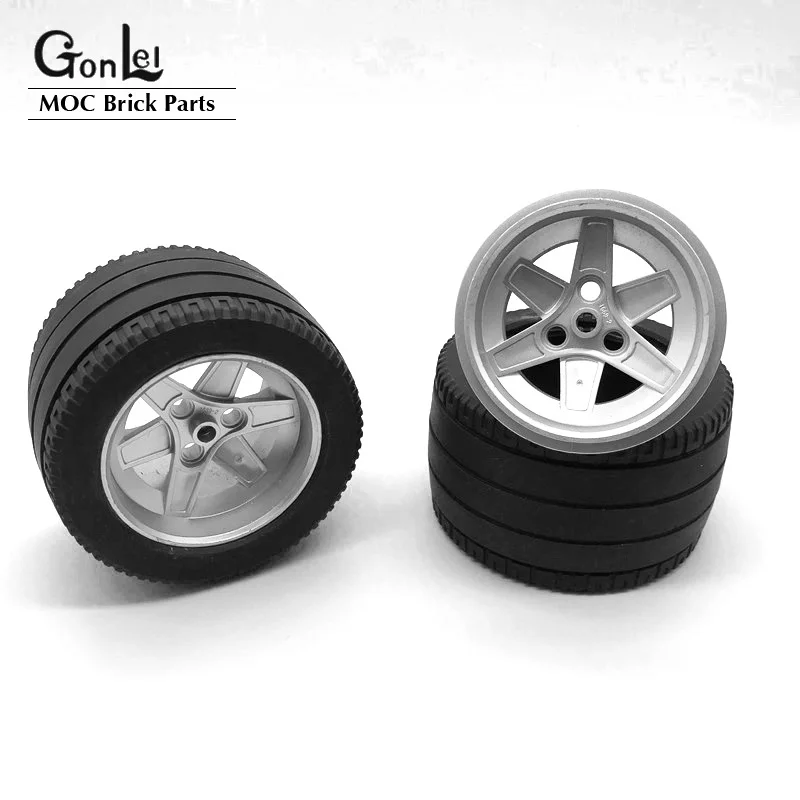 4Pcs/lot Wheels and Tyres Series Parts 32296 Tyre Technical Racing Large 56424 Wheels 62x46 MOC Building Blocks Spare Bricks Toy