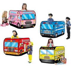 Foldable Game Play House Fire Truck Police Bus Pop Up Toy Tent Playhouse Cloth Gift For Children Firefighting Model Dopship