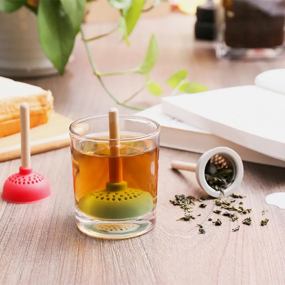 Silicone Tea Infuser Filter Tea Strainer Teatanic Creative Toilet Plunger Shaped Funny Herbal Tea Bag Reusable Coffee Diffuser