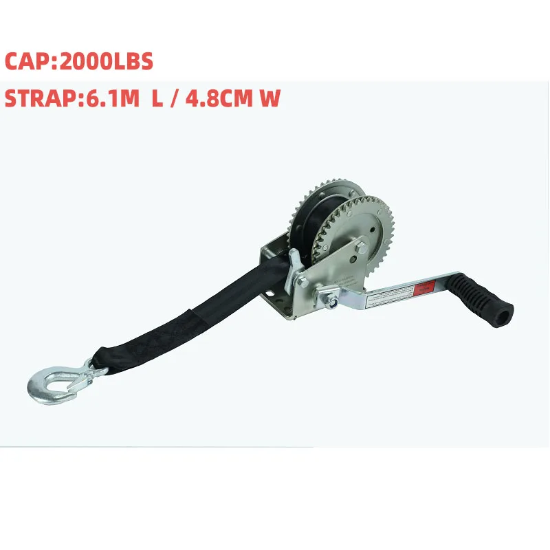 EgoTrailer Top quality Hand Winch 2000lbs/900KGS  6.1m Webbing Strap Car Boat Trailer winch