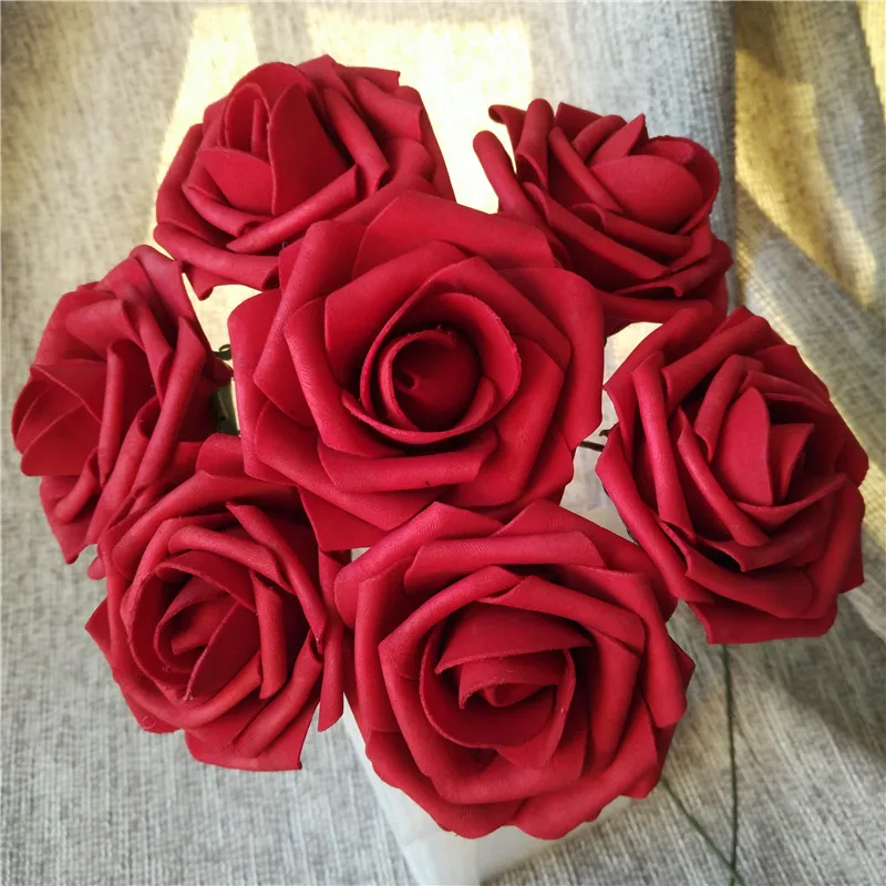 

Dark Red Artificial Wedding Flowers Bridal Bouquets 8cm Foam Roses Burgundy 100 PCS Bulk Wholesale Lots LNRS003