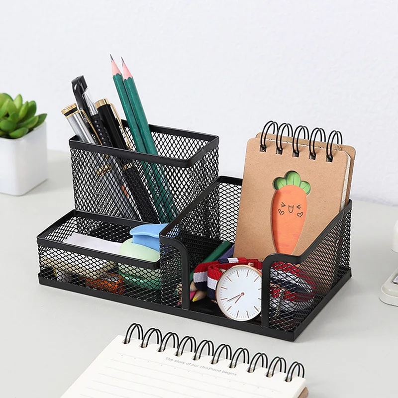 Metal Desktop Pen Holder Office Storage Box Pencil Desk Mesh Organizer organizador escritorio Pencil cases пенал для канцелярии