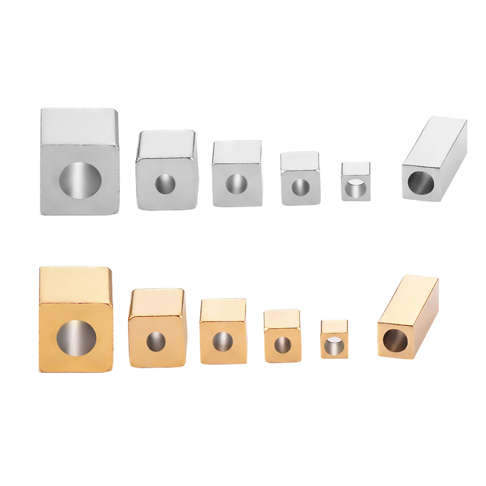 Großhandel 20 Stück/Los 3/4/5/6/8mm Edelstahl Würfel-Abstandhalter-Perlen Quadratische Lose Perlen für DIY Armband Schmuckherstellung – Detail 3
