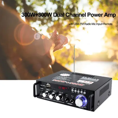 12V-220V Bluetooth-compatible Amplifier 600W 2CH HIFI Audio Stereo Power AMP USB FM Radio Car Home Theater with Remote Control