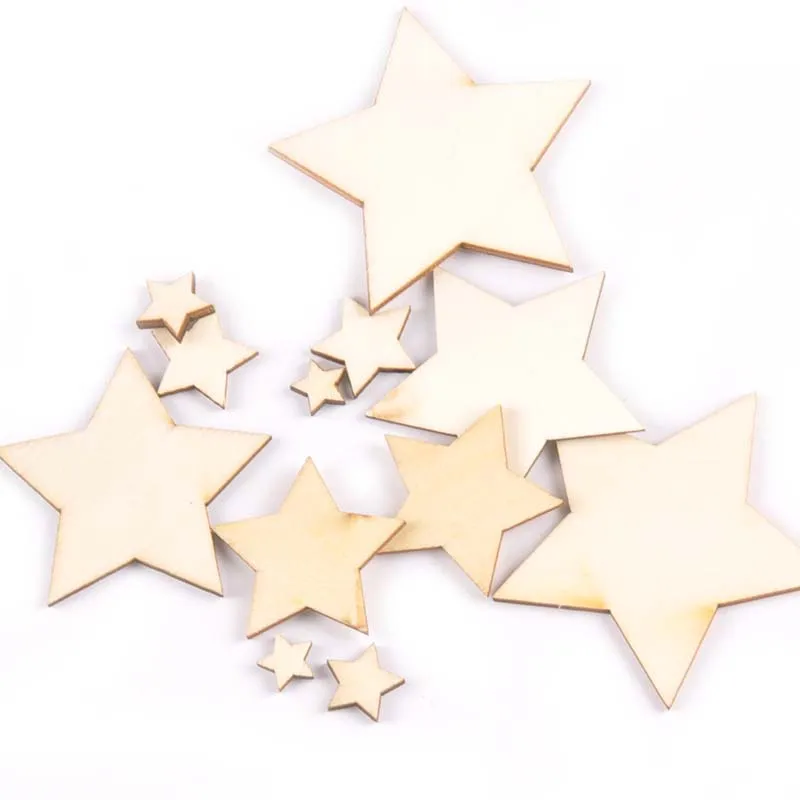 Wooden Stars Shapes Laser Cut Blank Embellishments Craft DIY Scrapbooking Decor