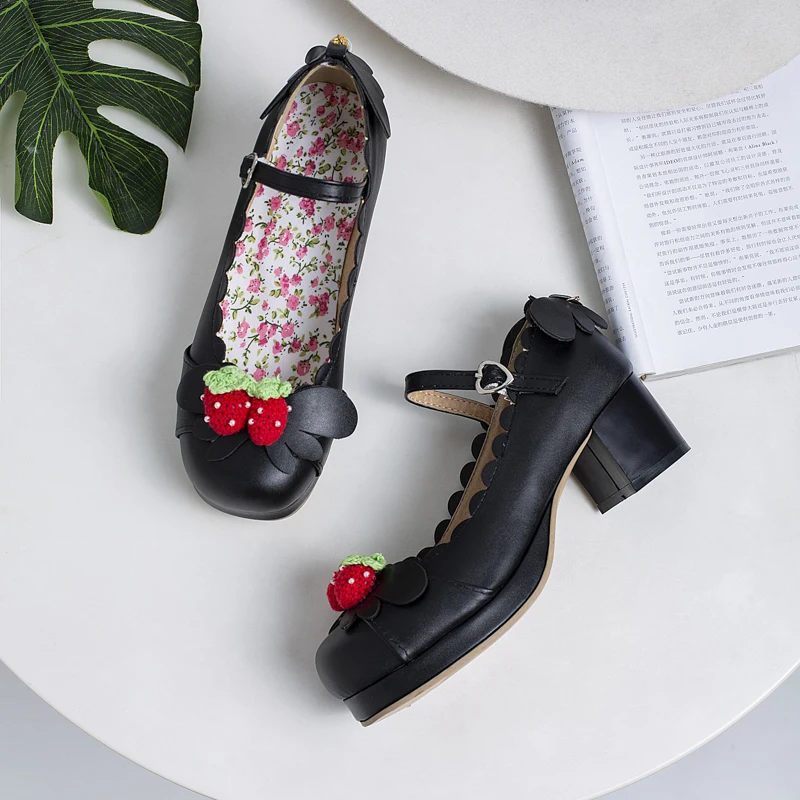 Lolita Tea Party Shoes Japanese Bow Mid Heel Student Shoes Sweet Girl Shoes Lolita uniform shoes sweet student princess shoes