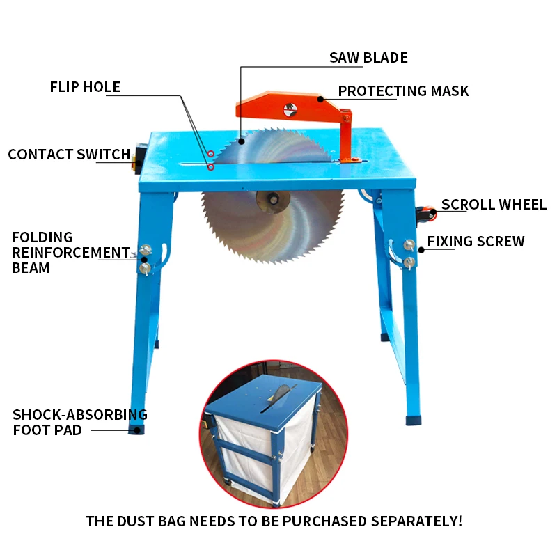 3KW Woodworking Table Saw 220V/380V Household Folding Portable Sliding Table Saw Circular Saw Table Woodworking Cutting Machine