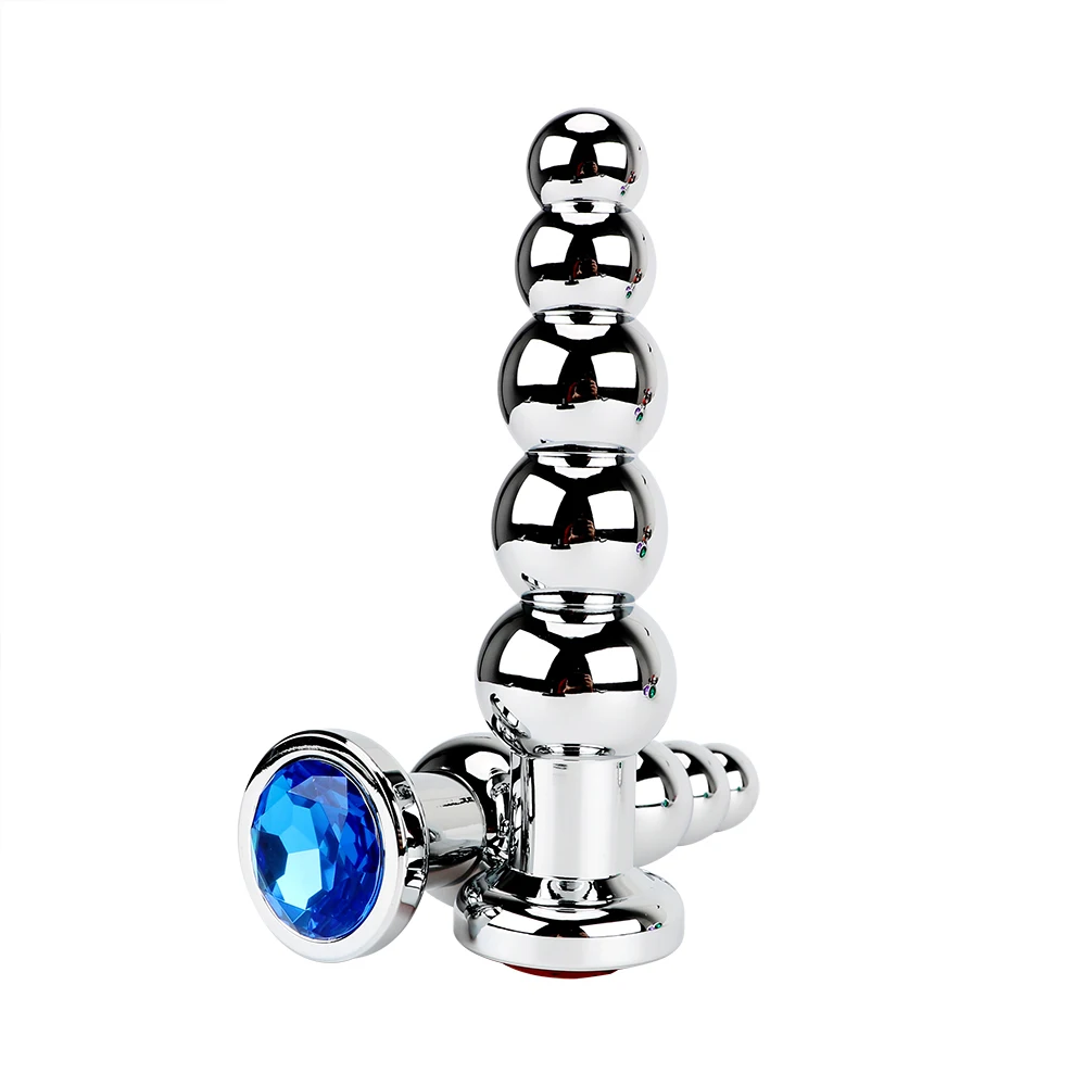 Stainless Steel Prostate Massage Butt Plug Heavy Anus Beads with 5 Balls Sex Toys for Men/ Women/Gay Metal Anal Plugs