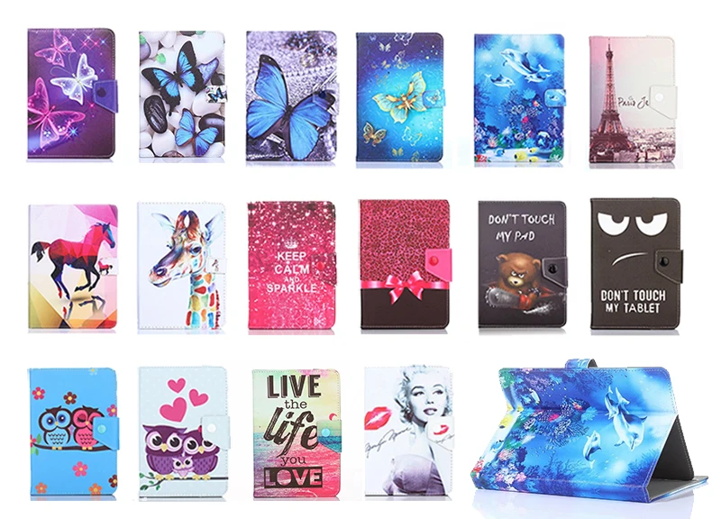 Universal 10.1 Inch Cover for Samsung Galaxy Tab 2 10.1 P5100 P5110 P5113 P5200 T530 Cartoon Tablet Case PU Stand Shell + Pen