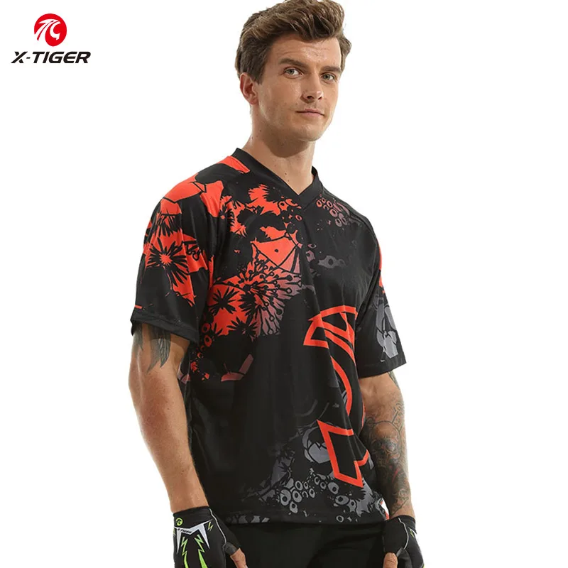 

X-Tiger Downhill Jerseys Quick-Dry Mountain Bike DH Shirt 100% Polyester MTB Motocross Sports Racing T-Shirt