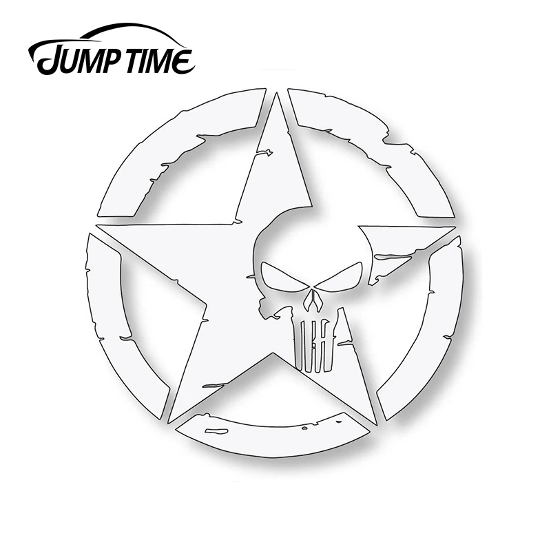 JumpTime 13cm X 13cm Army Star PUNISHER SKULL Decal Car Stickers The Whole Body Accessories JDM Window Bumper Vinyl