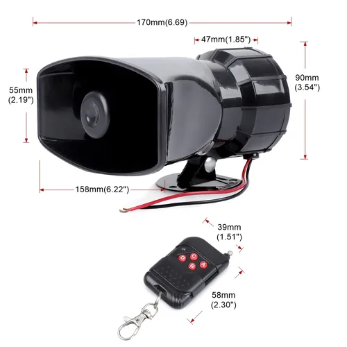 Imagen 2 del producto Accesorios para coche, altavoz de 12V con 7 sonidos, sirena electrónica inalámbrica de 130dB, alarma de advertencia para coche, bocina de sirena de fuego de policía, altavoz